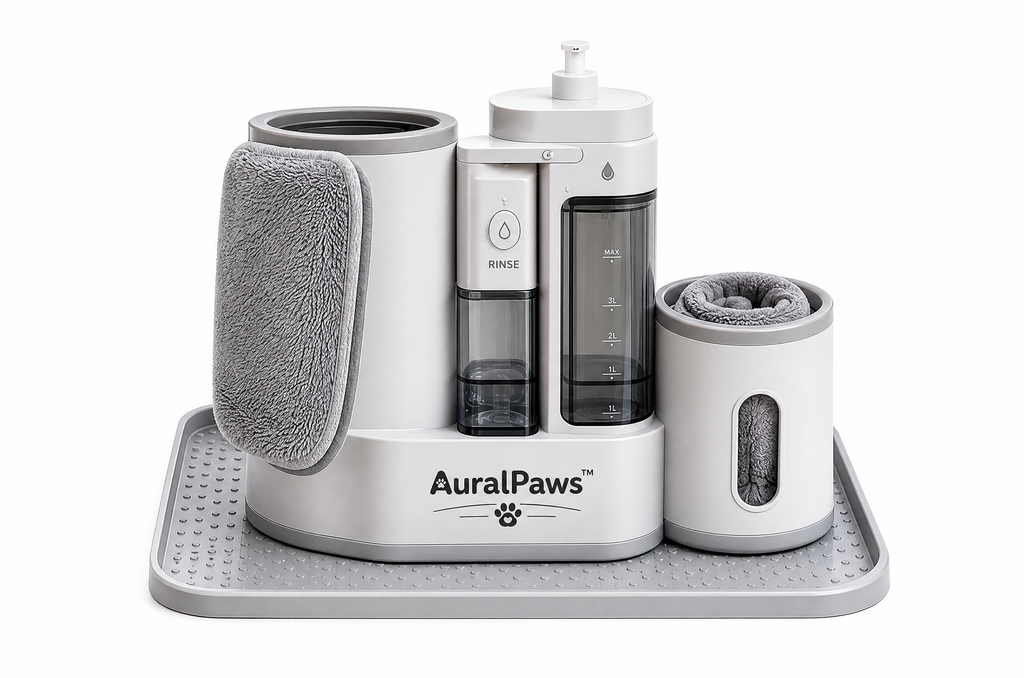 𝑨𝒖𝒓𝒂𝒍𝑷𝒂𝒘𝒔™ TrailTidy 4-in-1 Paw Cleaning & Drying Station