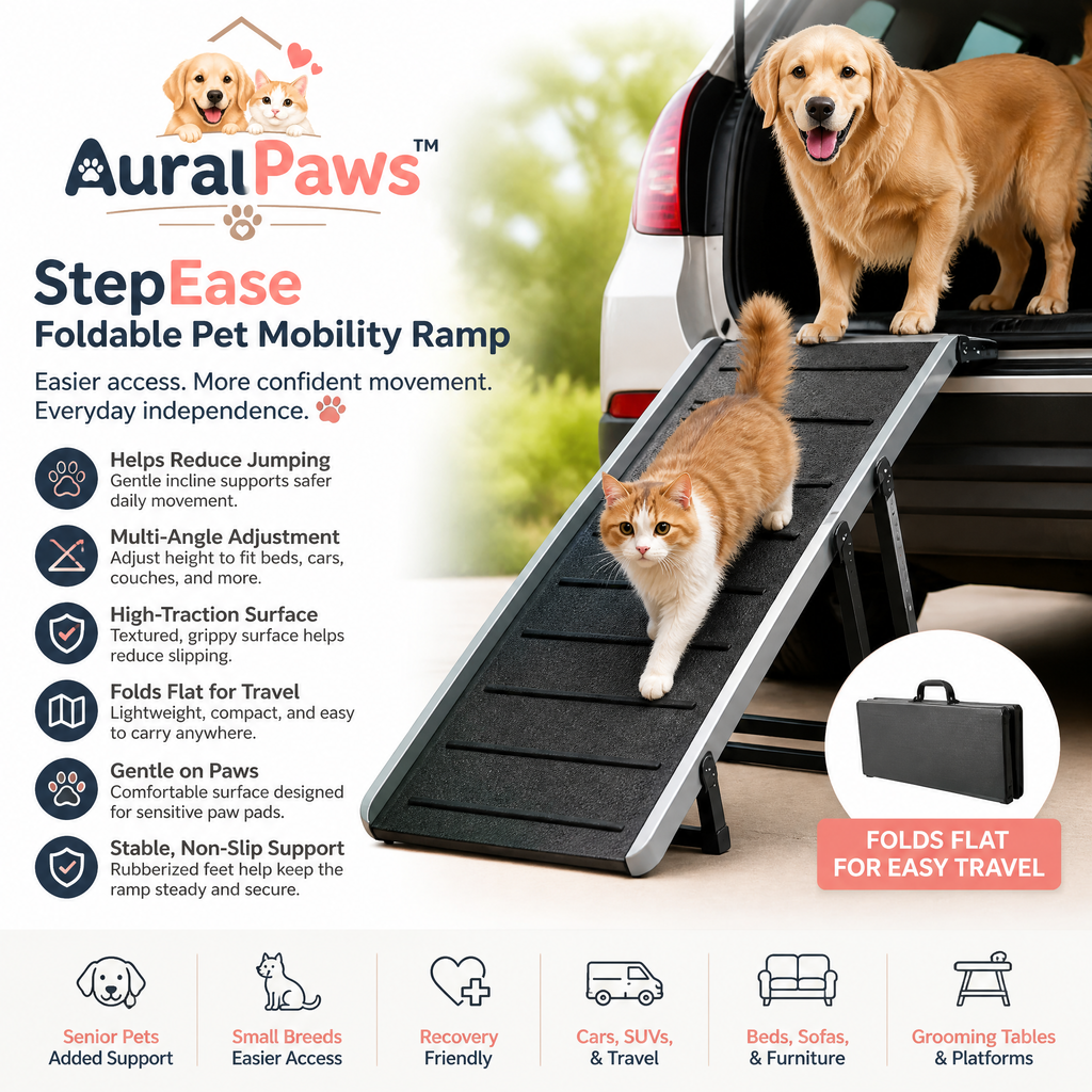 𝑨𝒖𝒓𝒂𝒍𝑷𝒂𝒘𝒔™ StepEase Foldable Pet Mobility Ramp
